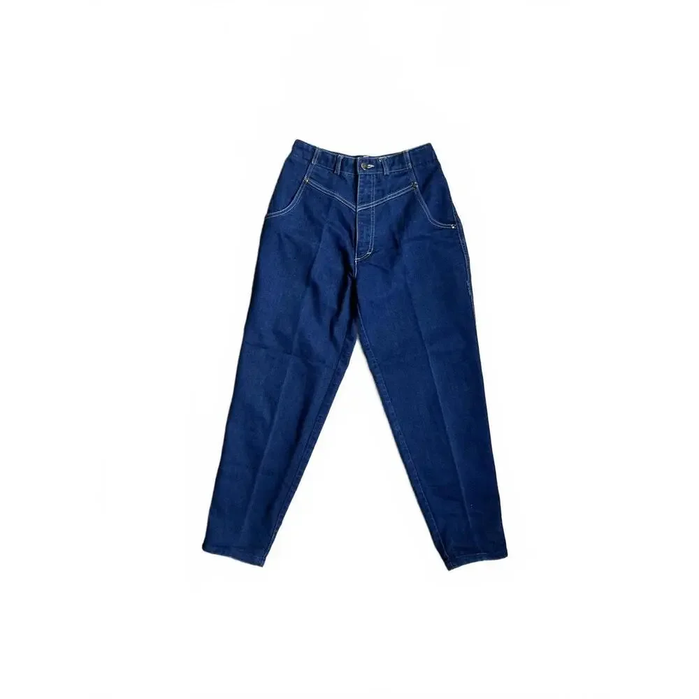 Vintage High-Waisted Dark Blue Denim Jeans - Picture 1 of 7